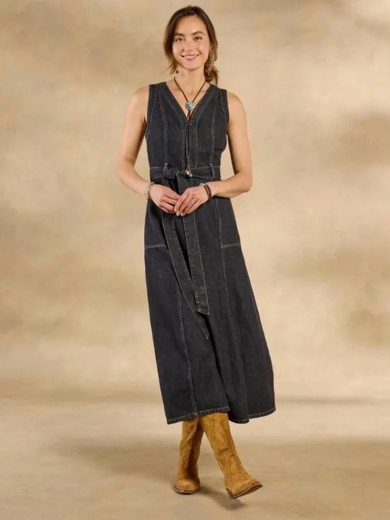 Sundance Dresses & Skirts - NWT Sundance Poppy Denim Dress Black Midi Belted • Size 14 • 100% Cotton